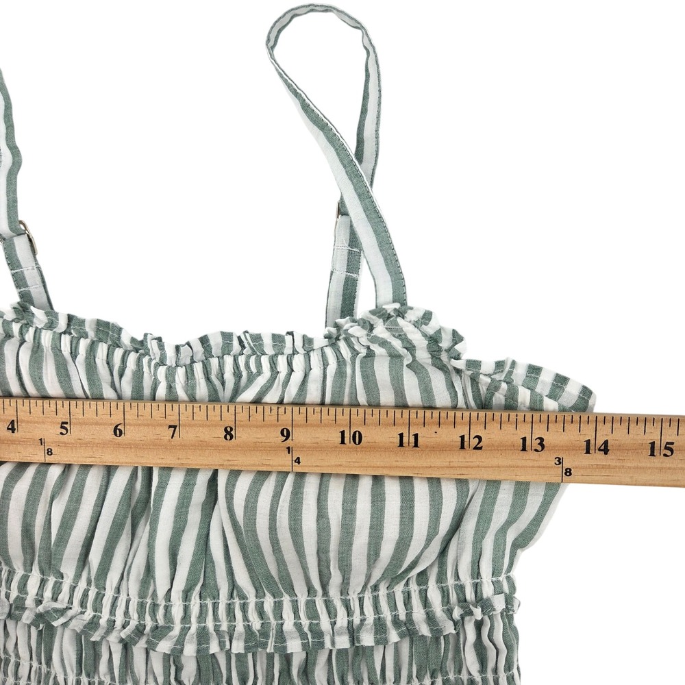 Abercrombie & Fitch Maxi Dress SP Green Striped Smocked Bra-Free Cottagecore - Picture 5 of 11